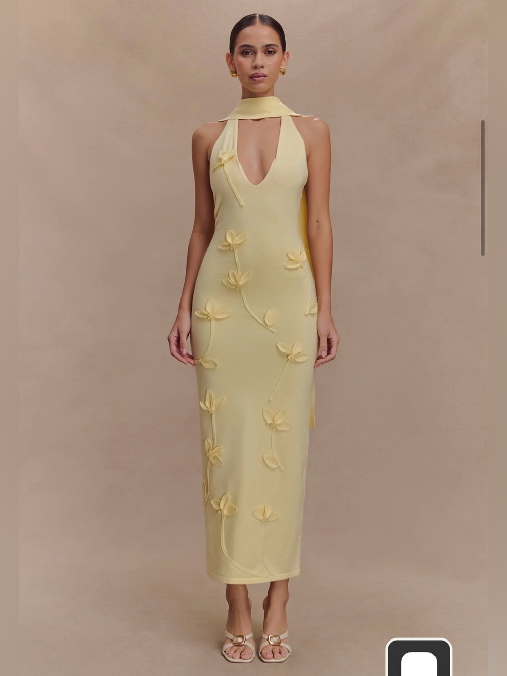 Meshki Wynn Floral Knit Midi Dress- L NWT